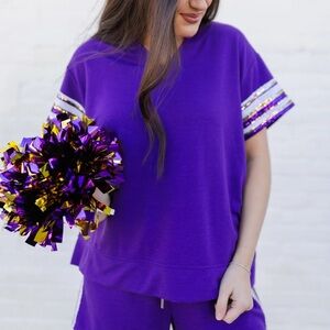Mary Square Lauren Purple and White Loungewear set